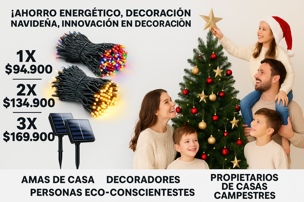 Luces Navideñas Solares ✨ Brillo sin Enchufes, Energía Gratis Todo el Día