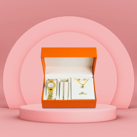 ✨ Luxury Gift Kit – Reloj y Joyas Elegantes para Mujer 💎🎁