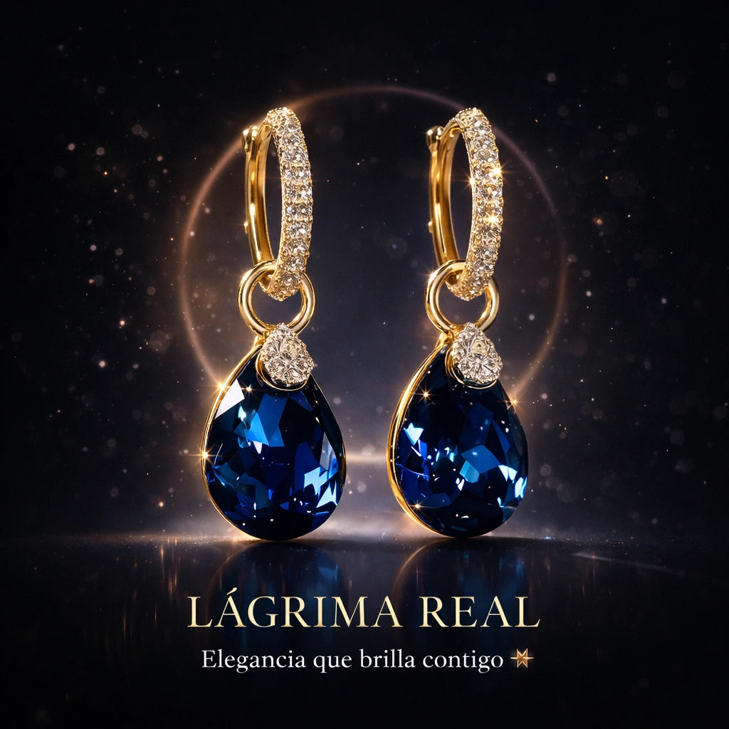 LÁGRIMA REAL – PENDIENTES DE ZAFIRO AZUL™
