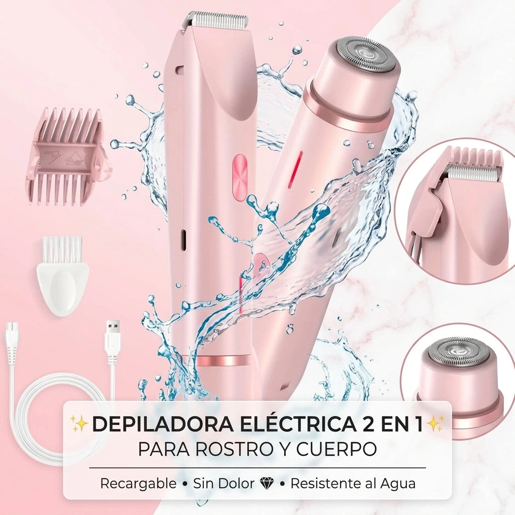✨ Depiladora Eléctrica 2 en 1 para Rostro y Cuerpo — Recargable, Sin Dolor 💎