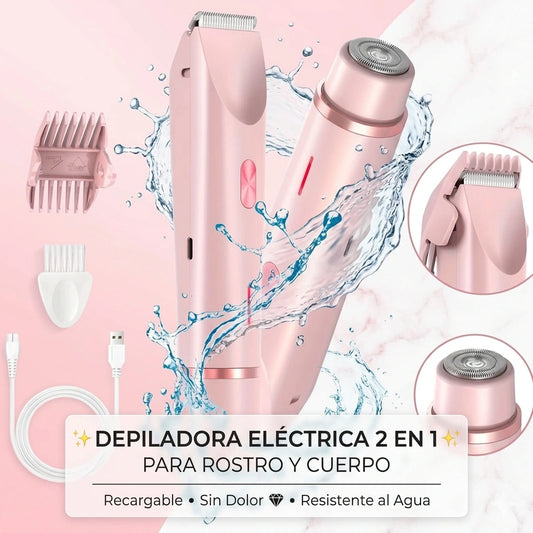 ✨ Depiladora Eléctrica 2 en 1 para Rostro y Cuerpo — Recargable, Sin Dolor 💎