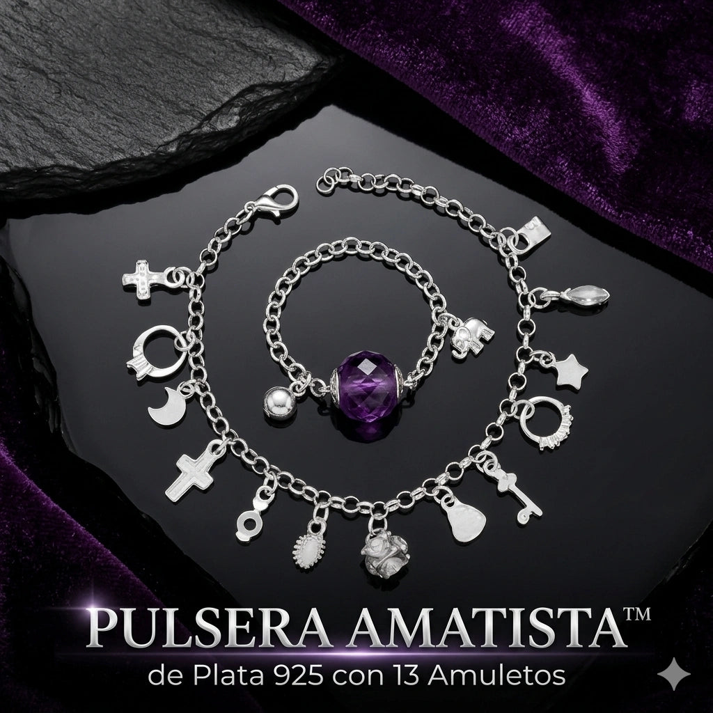 PULSERA AMATISTA™ de Plata 925 con 13 Amuletos