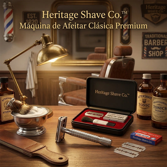2x1 |🪒 Heritage Shave Co.™ | Máquina de Afeitar Clásica Premium ✨ Afeitado de Barbería en Casa | ♻️ Cero Plástico Desechable | 🛡️ Resistente a la Oxidación