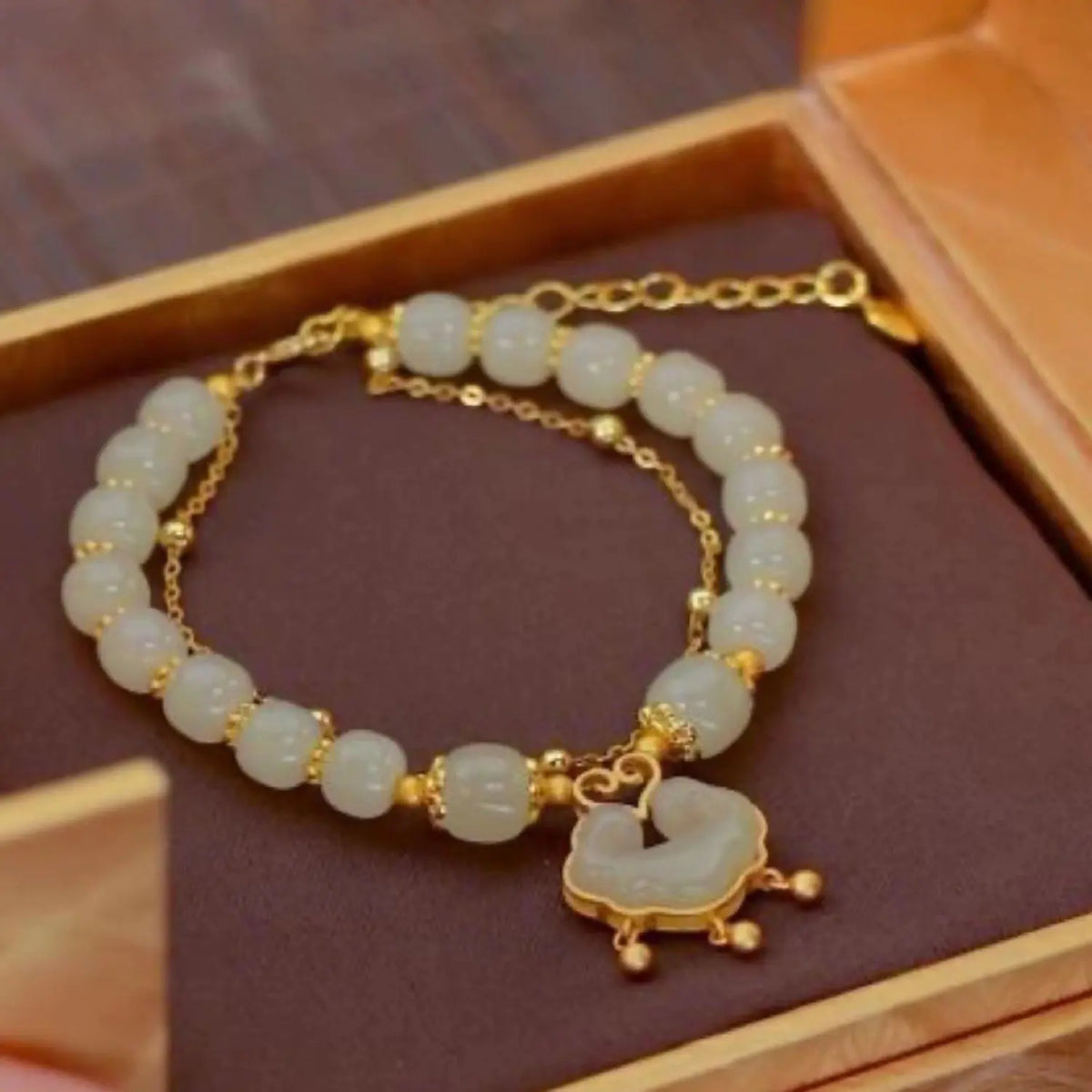 2X1 OFERTA | 💎PULSERA RUYI DE JADE HETIANO EN ORO DE 14 QUILATES💎